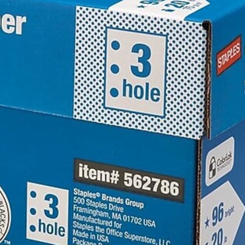Staples Multipurpose Paper, 8 1/2 x 11, 3-Hole Punched, Ream, for Office, School & Home | Pre-punched white paper ready for standard 3-ring binders. Sold by the ream.