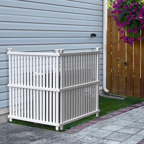 Enclo Wilmington Privacy Screen 2pk, White Vinyl DIY No Dig Kit | 45.5inH x 36.5inW, 2 Panels, ZP19008