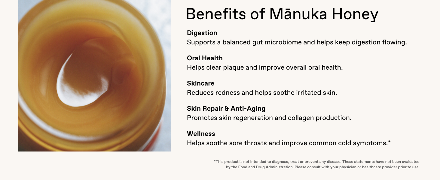 Mānuka Honey can help support digestion, skincare, oral health, and overall wellness.