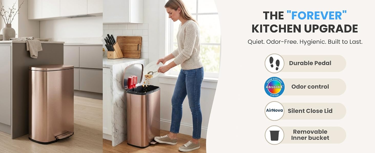 rose gold copper kitchen bin better than simplehuman gold trash can 50 liter step pedal bin