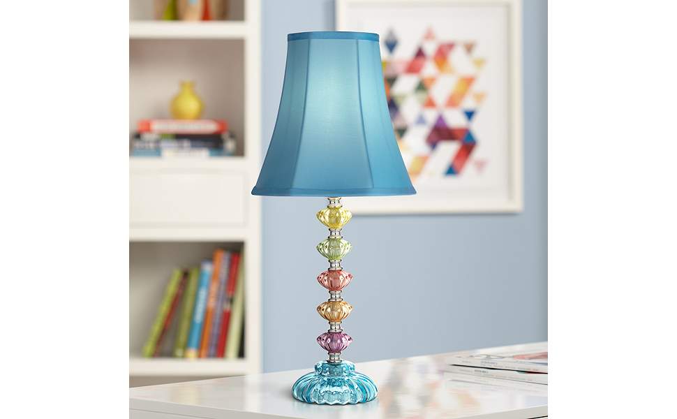 360 Lighting Bohemian Blue 21&amp;#34; High Stacked Glass Table Lamp