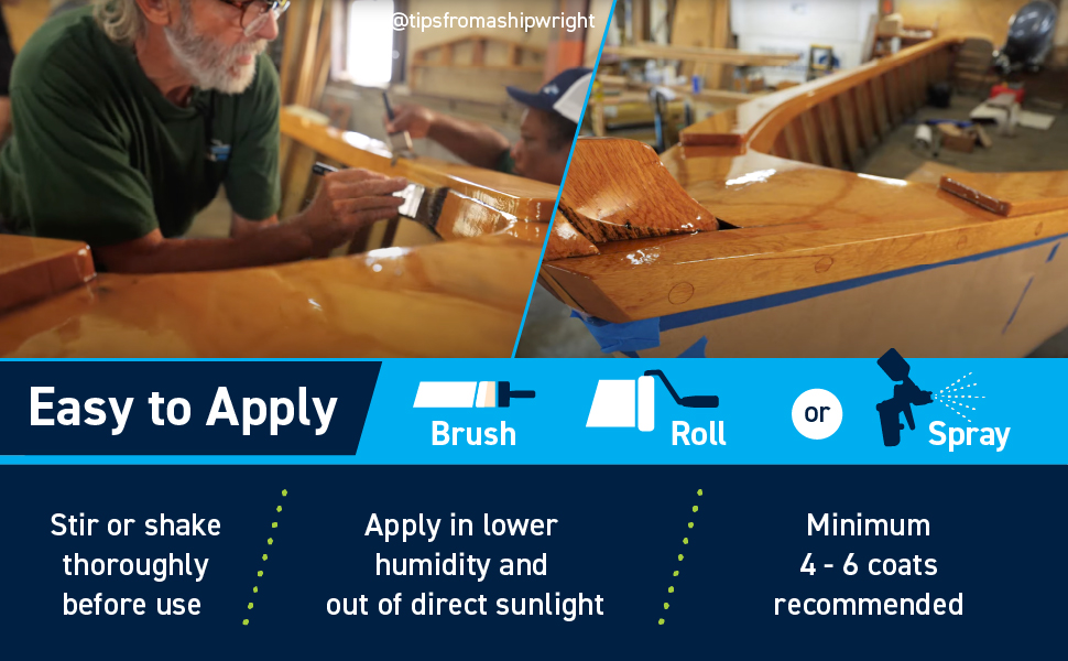 TotalBoat Gleam Marine Grade Varnish Applied by a Brush