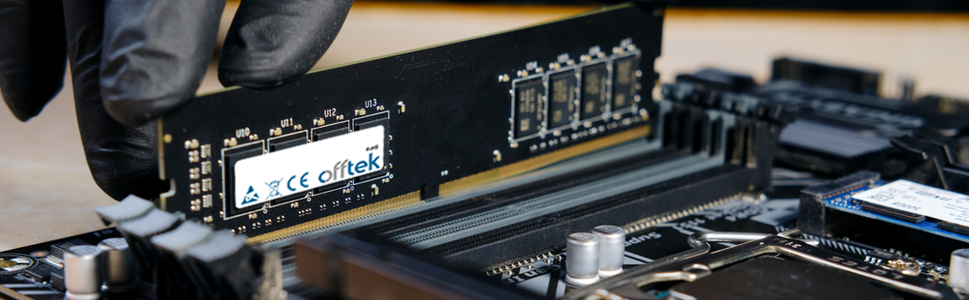 Offtek desktop module being installed into ram slot on motherboard