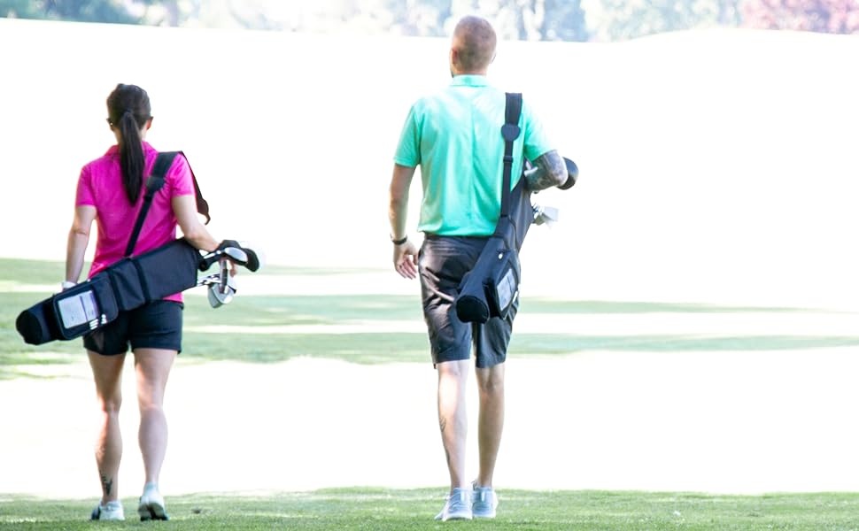 Man and Woman Carrying 5 Inch Sunday Bags