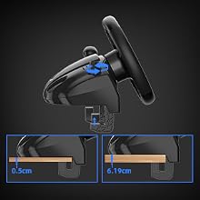 Close-up of a black gaming headset with a microphone. Two diagrams show adjustable microphone positions of 0.6cm and 1.1cm.