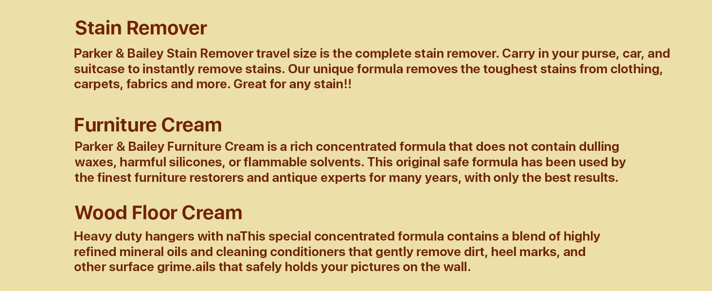 Parker &amp;amp; Bailey stain remover Furniture cream wood floor cream