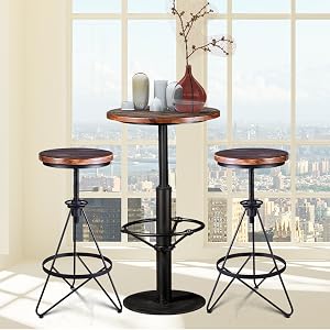 round high top table natural wood