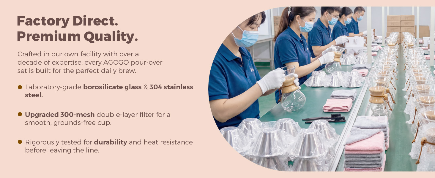 Factory direct AGOGO premium borosilicate glass coffee makers crafted for daily durability