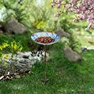 outdoor glass birdbath