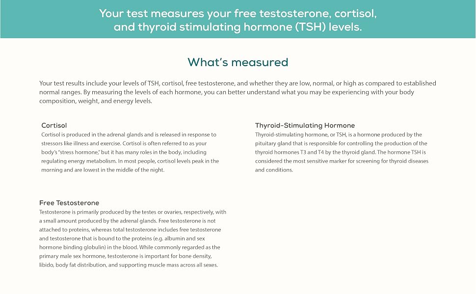 test measures cortisol free testosterone thyroid hormones