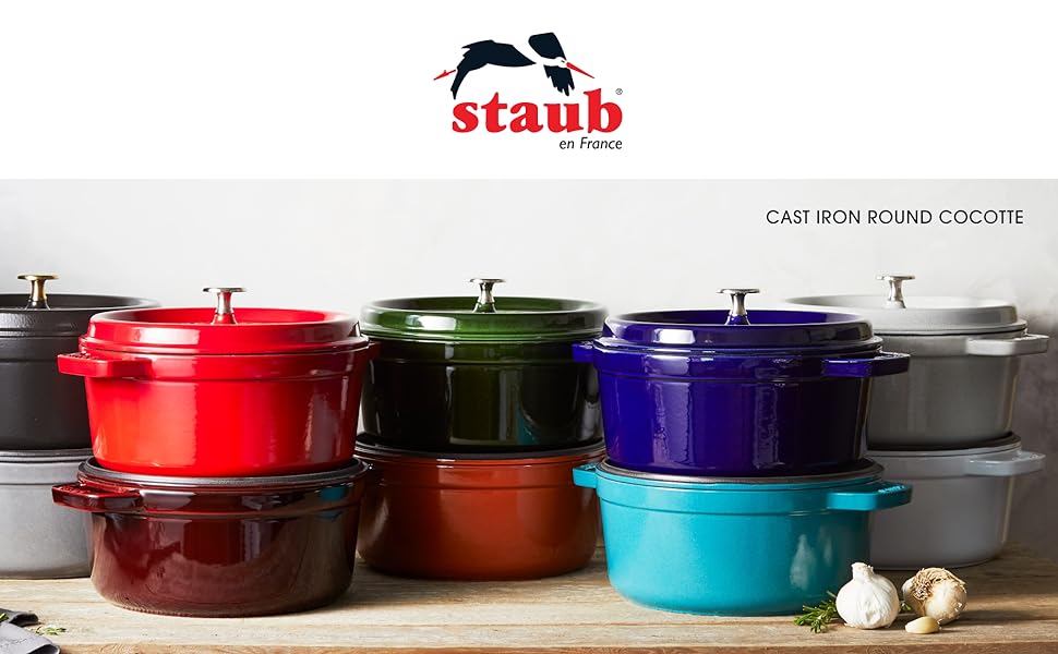 Staub, cocotte, cast iron, dutch oven, round