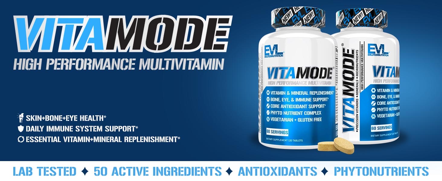EVL Vitamode high performance multivitamin, two bottles: skin, bone, eye, and immune support.*