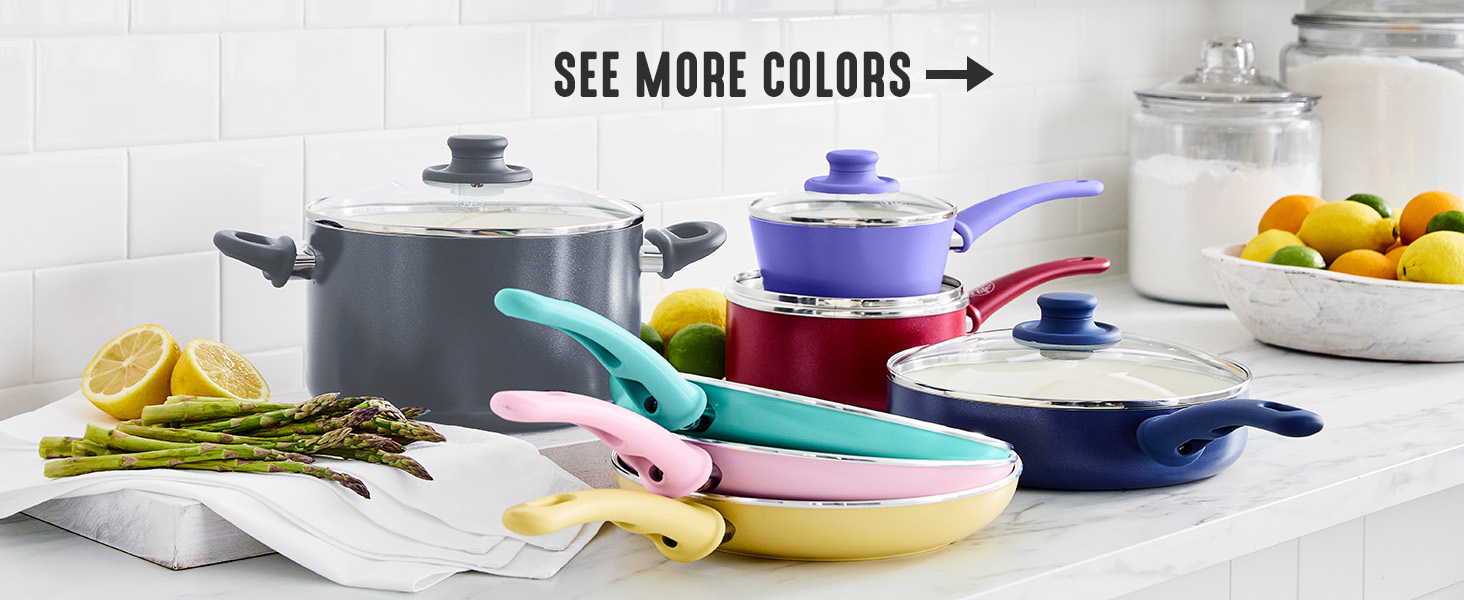 GreenLife, Ceramic Nonstick, PFAS-Free, Non-Toxic, Cookware, Frypans, Soft Grip