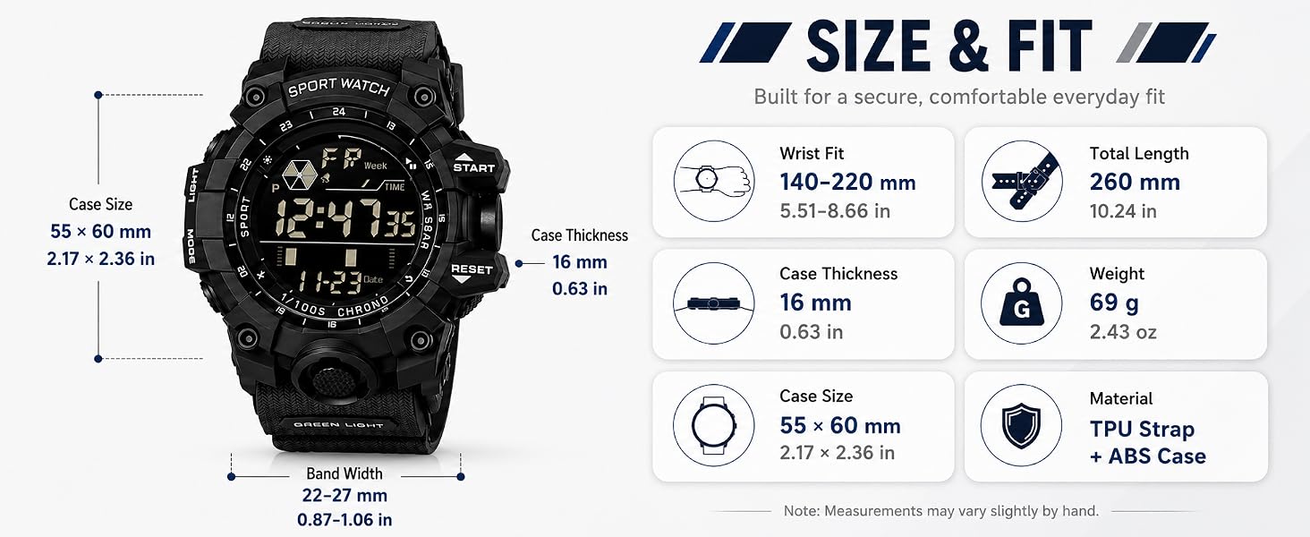 FANMIS Men&amp;amp;amp;#39;s Sports Watches Large Face Military 50M Waterproof Digital Watch