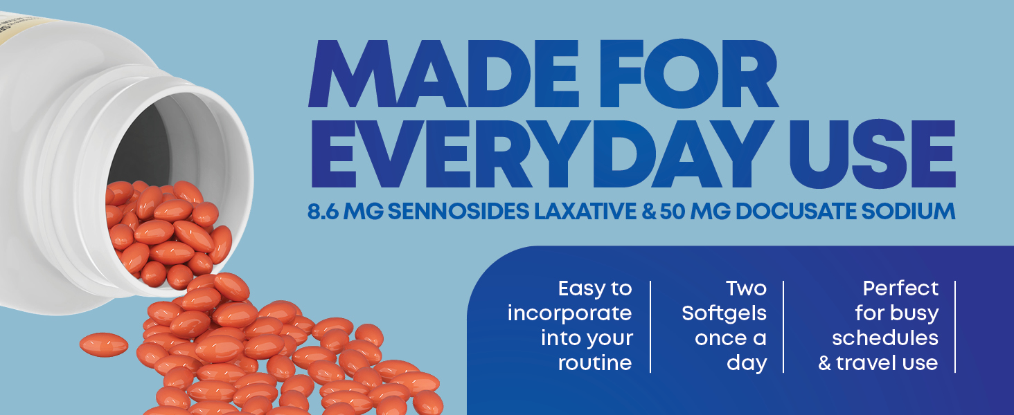 GenCare Senna-S – 100 Softgels – 8.6 mg Senna Tablets Stool Softener for Women &amp;amp; Men