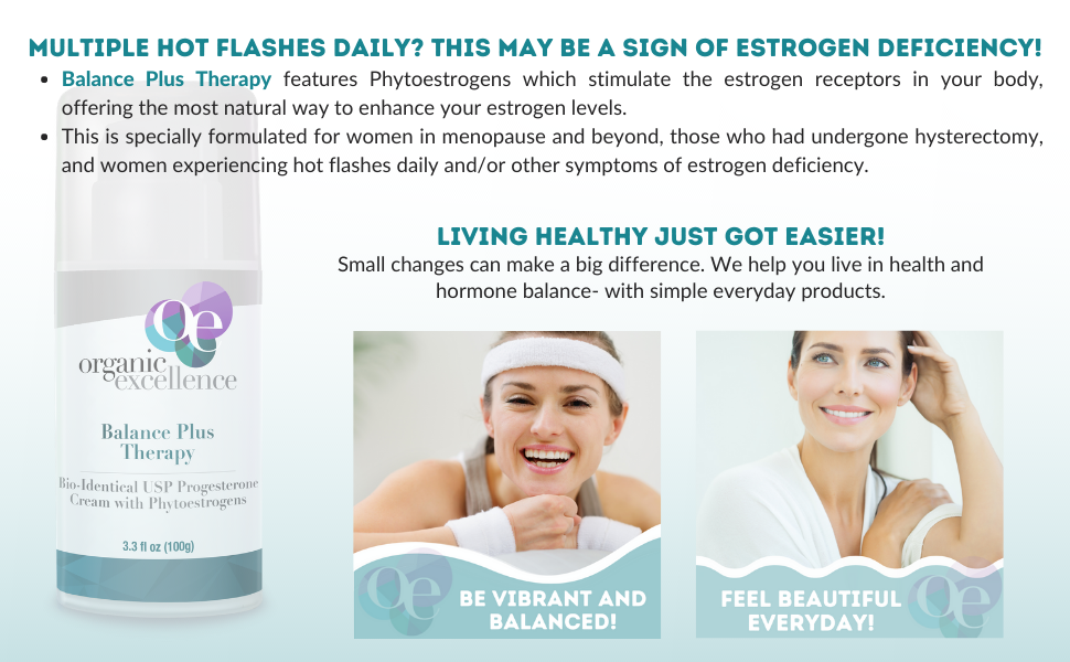 Organic Excellence balance plus therapy progesterone cream for women eases hot flashes in menopause