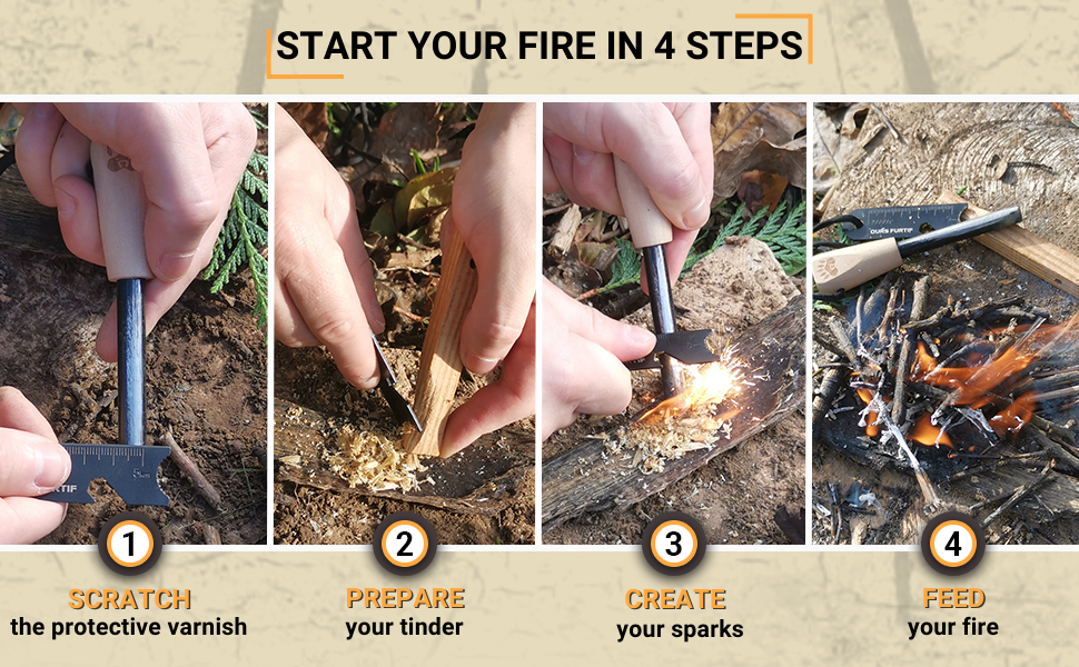 Quick 4-step firesteel operation