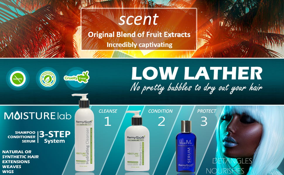 remysoft hair extension wig shampoo conditioner serum low lather