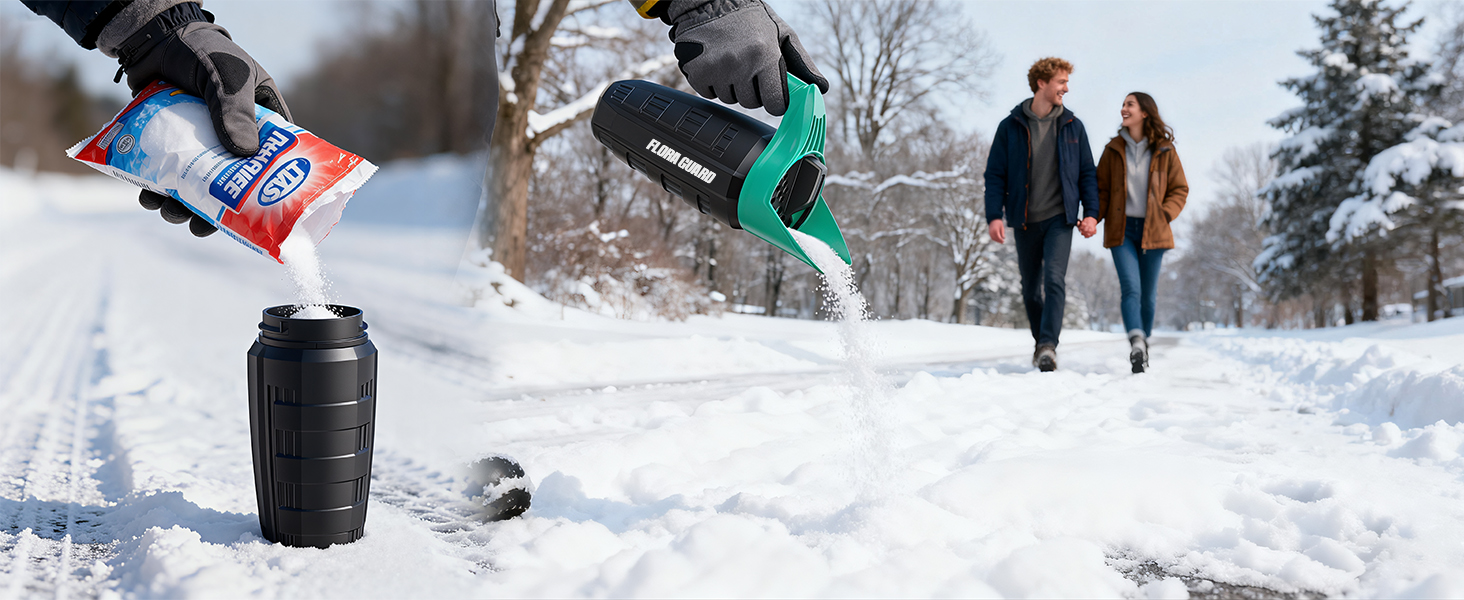 Winter scene showing multiple people engaging in snow activities with various equipment and gear in snowy environment.