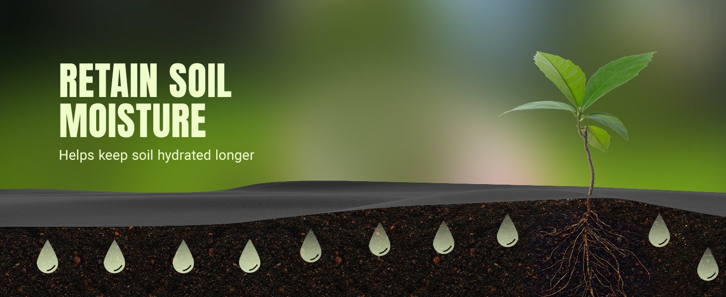 Illustration of landscape fabric retain moisture