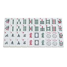 166 hand-painted mahjong tiles in white &amp; green.