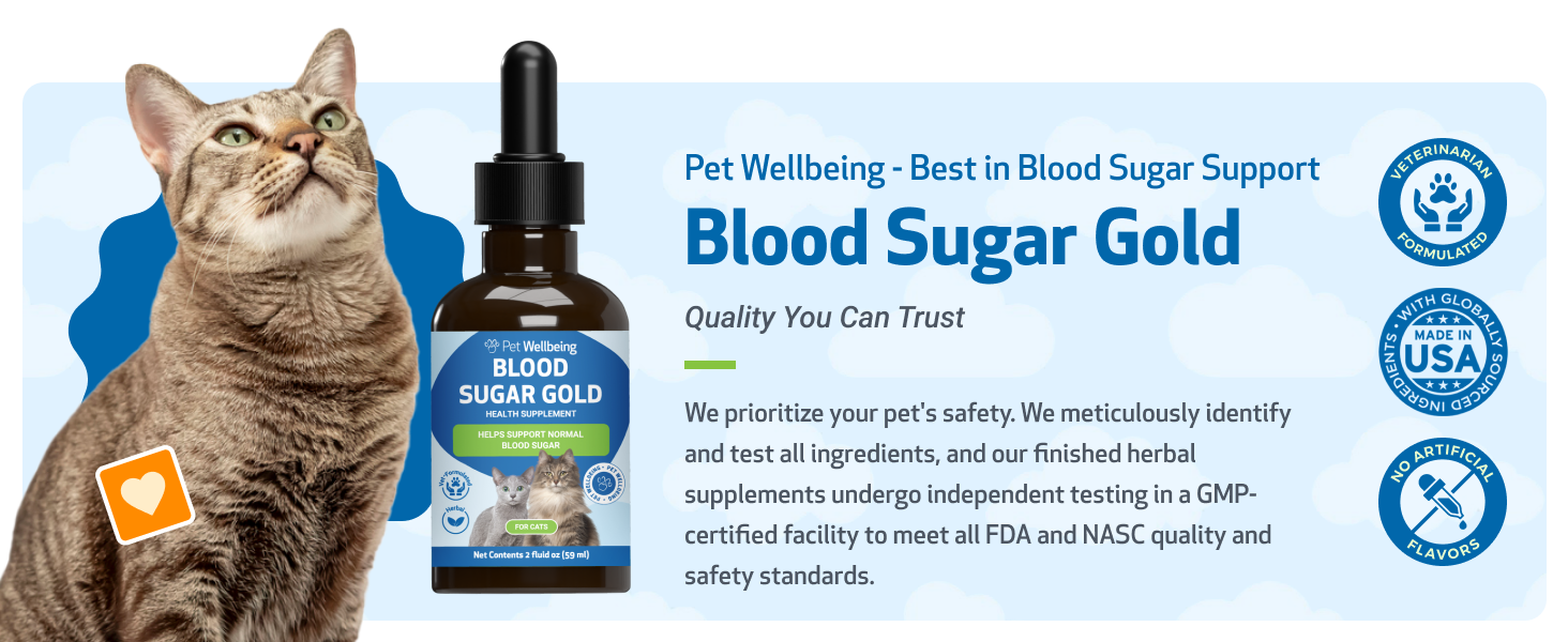 Blood sugar gold, safety tests, FDA, NASC, vet-formula usa, no artificial flavor, high-quality