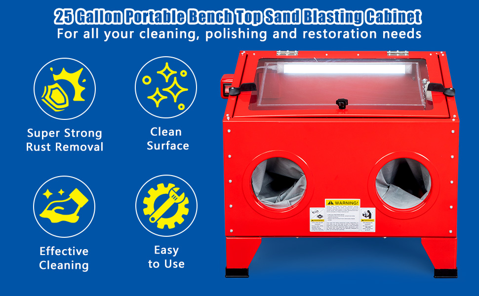 25 Gallon Bench Top Portable Sand Blaster Cabinet Kit