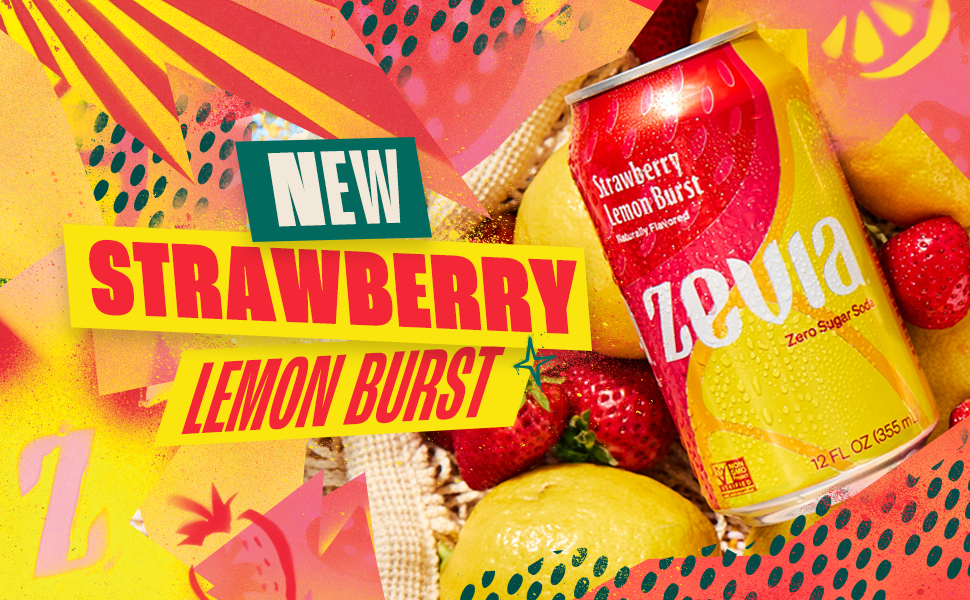 Strawberry Lemon Burst Zero Sugar Soda Header