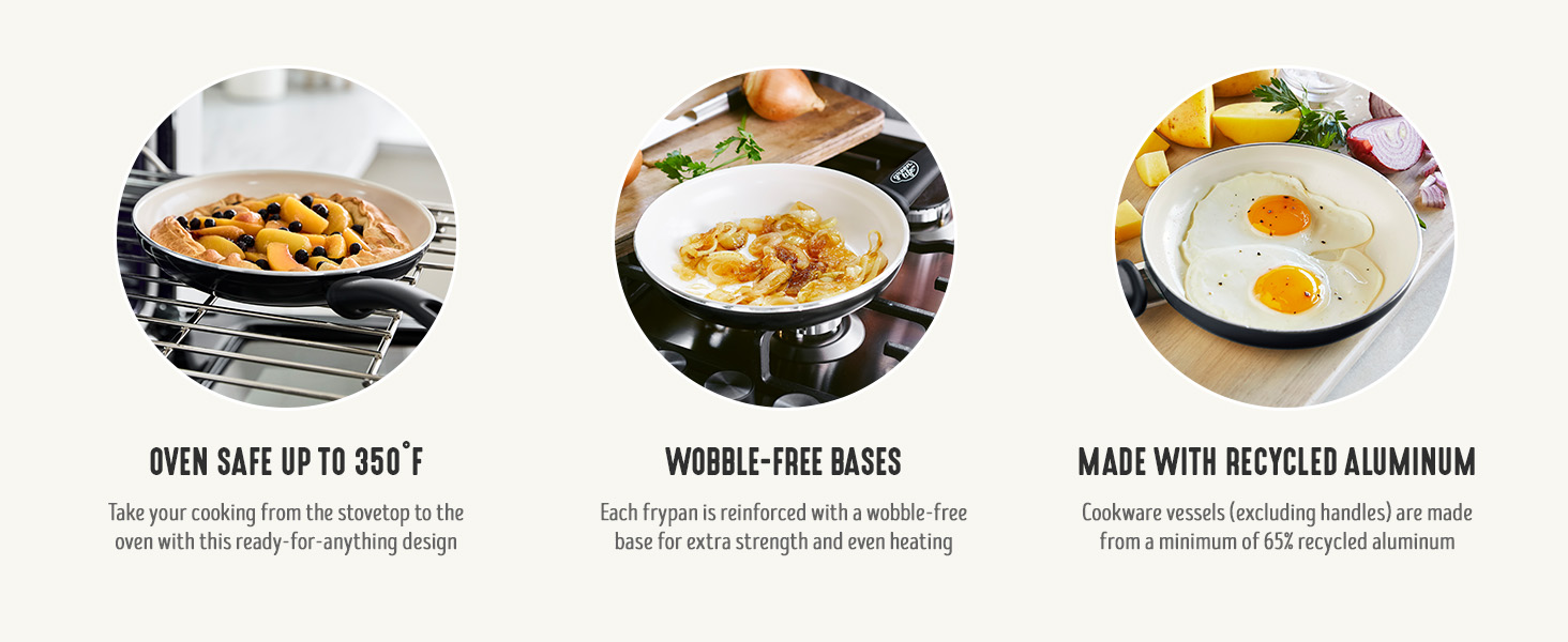 GreenLife, Ceramic Nonstick, PFAS-Free, Non-Toxic, Cookware, Frypans, Soft Grip