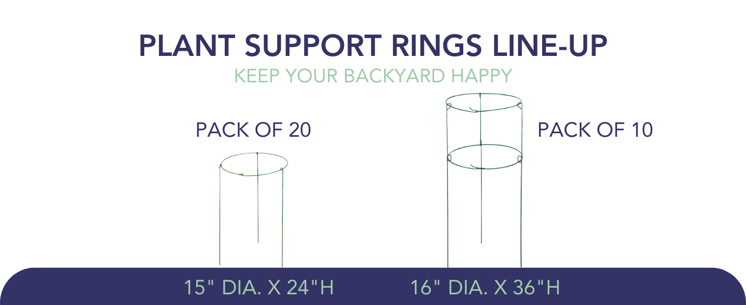 Gardman Plant Support Rings, 15" dia. x 24"H, Pack of 20