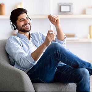 Guy listening to music