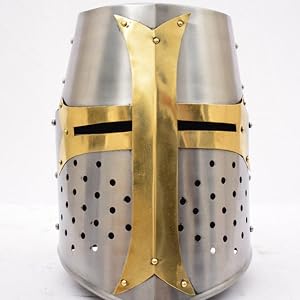 AnNafi Brass Crusader Helmet | Medieval Metal Knight Helmets