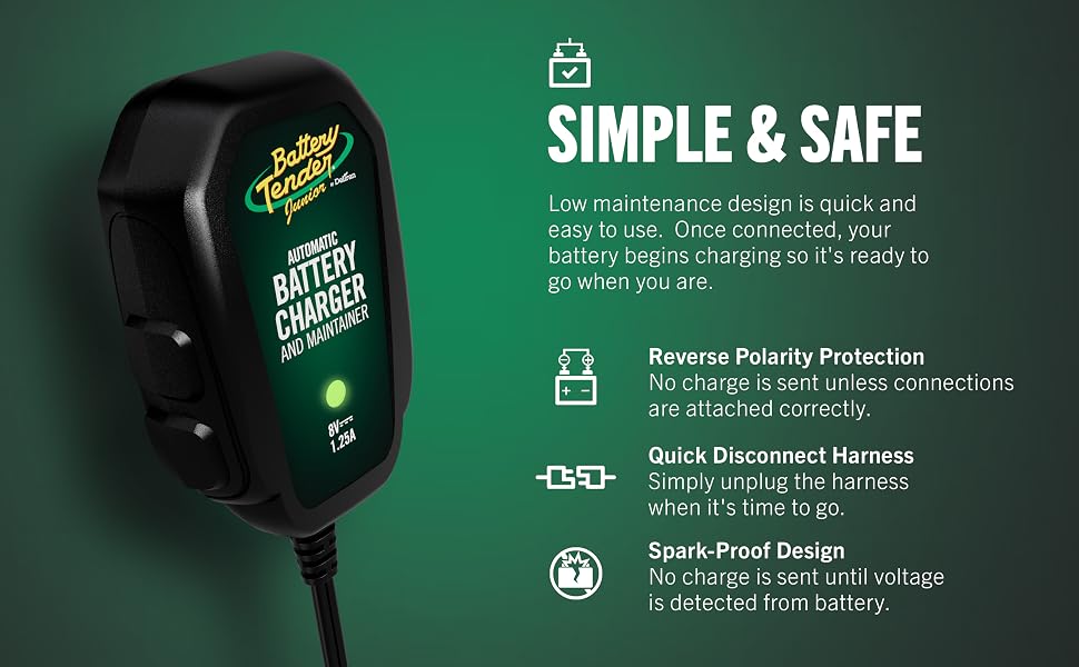 Battery Tender Junior Battery Charger Maintainer 8V 1.25 AMP