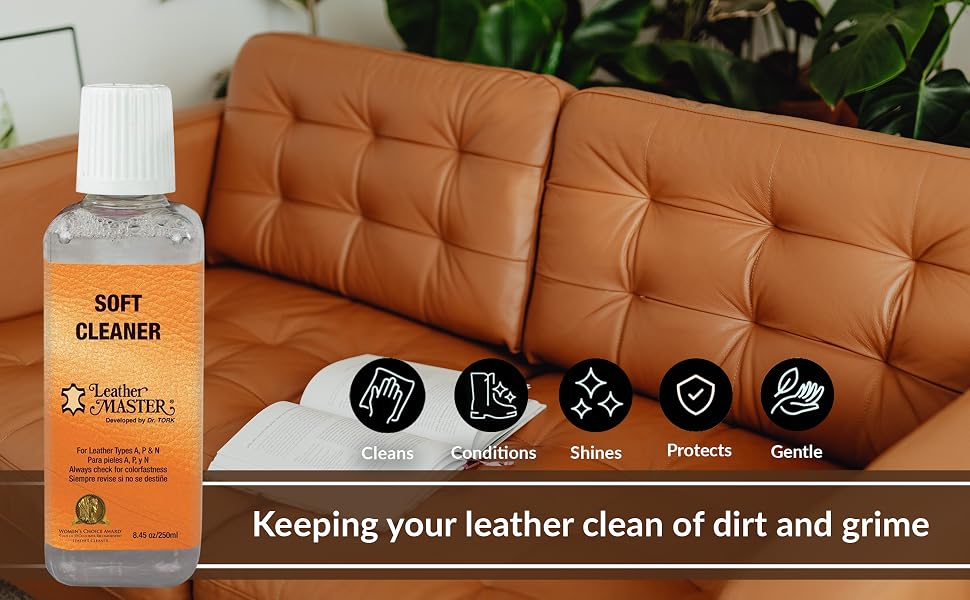 Soft cleaner keeping your leather clean of dirt and grime
