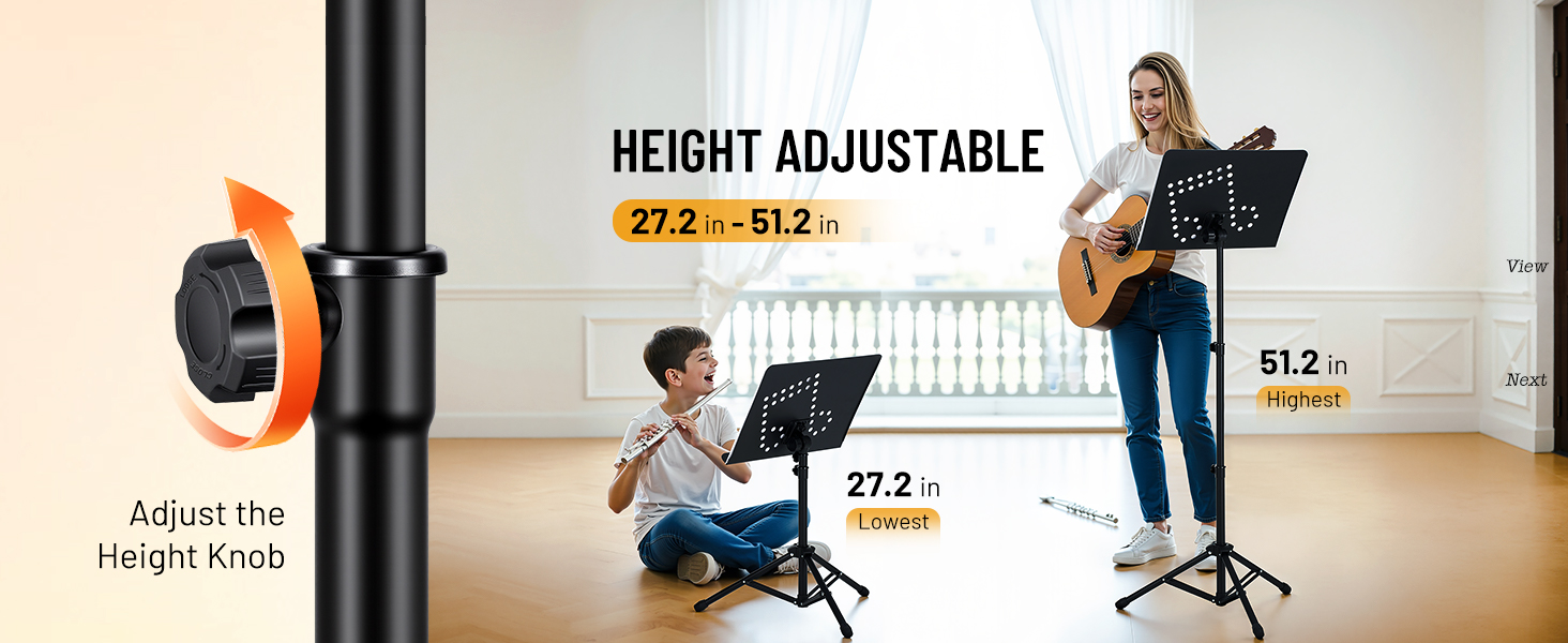 Fits Tight Spaces Adjustable Legs Sheet Music Stand