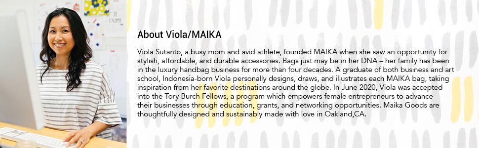 An image of Viola Sutanto to the left of the bio of Viola.