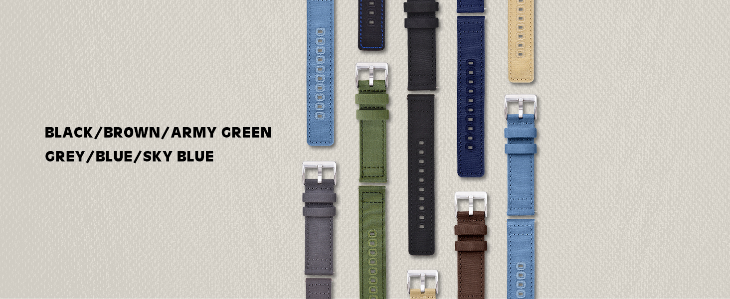 Ritche Canvas Quick Release Watch Band 18mm 20mm 22mm Replacement Watch Straps for Men Women