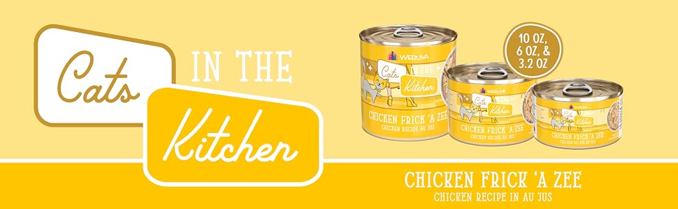 Cats in the Kitchen by Weruva, Chicken Frick 'A Zee, 3.2oz, 6oz, &amp; 10oz Cans
