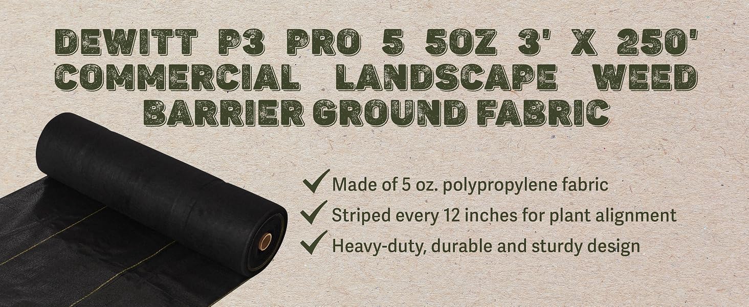 DeWitt P3 Pro 5 5oz 3' x 250' Commercial Landscape Weed Barrier Ground Fabric