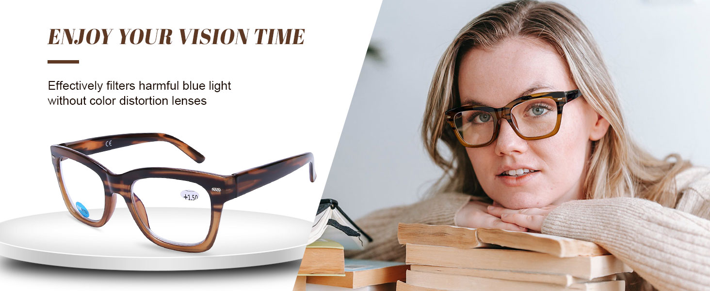 Reading Glasses Women Square Computer Readers 1.25 Stylish Designer Blue Light Block
