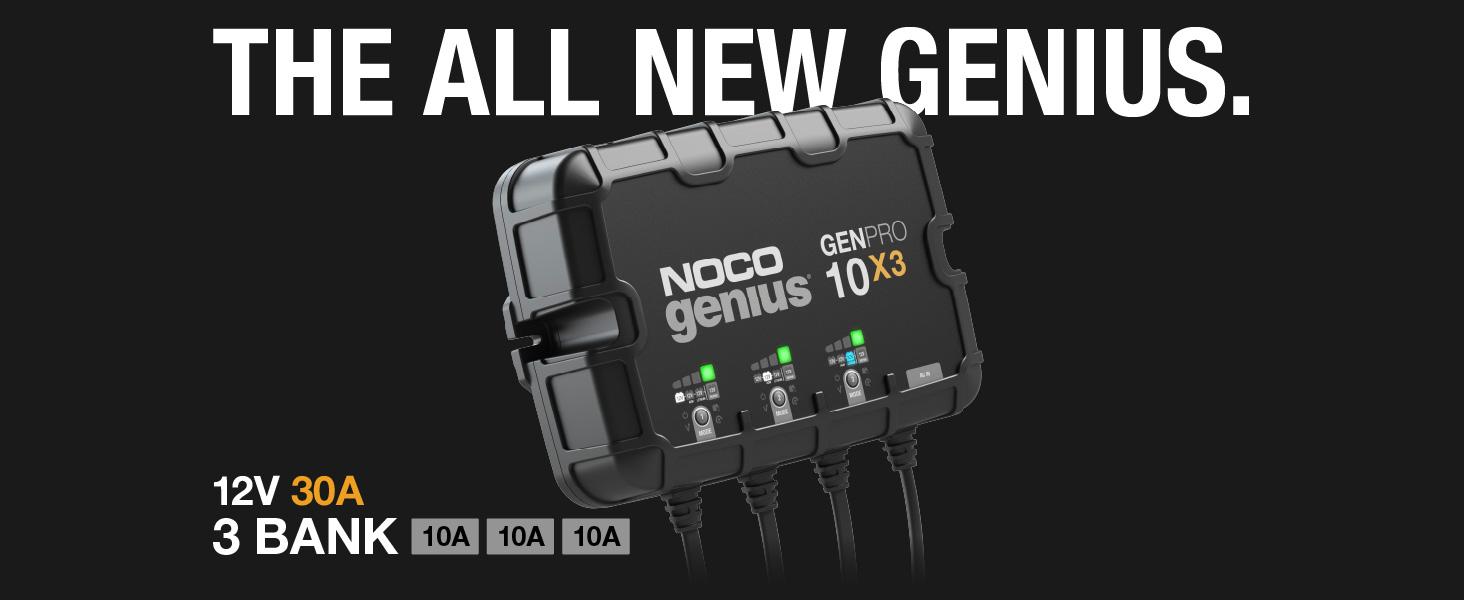 NOCO Genius GENPRO10X3, 3-Bank, 30A, Smart Marine Charger, 12V Onboard Battery Charger, Maintainer