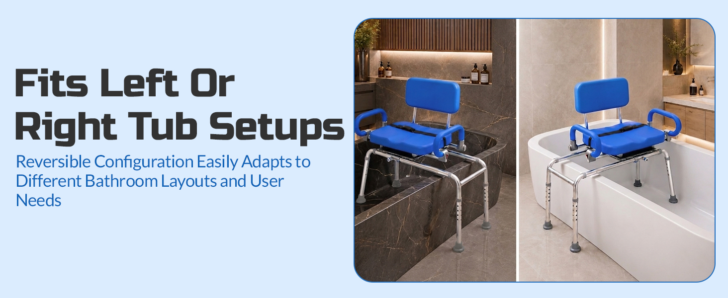 Platinum Health Carousel Sliding Shower Chair Tub Transfer Bench with Swivel Seat, Premium Padded