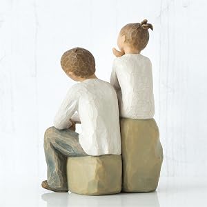 Willow Tree Brother and Sister figure, detail of back.