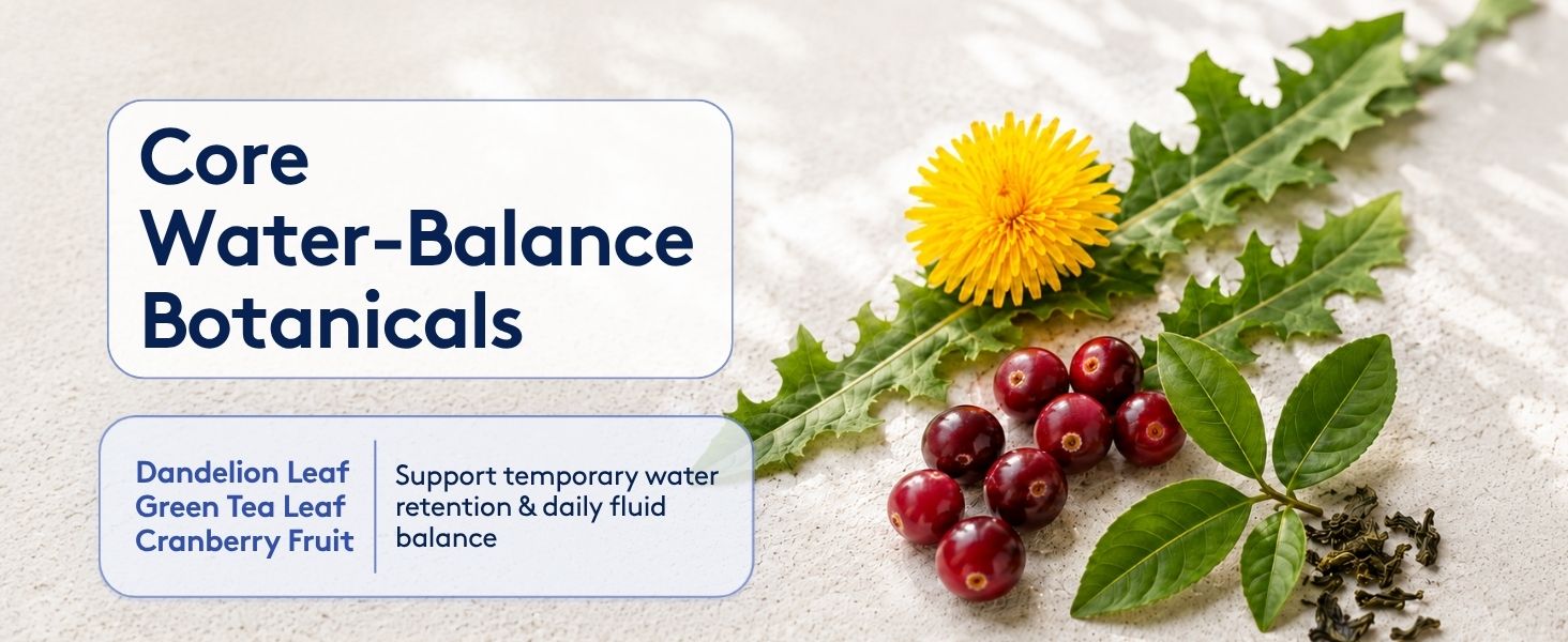 Dandelion, cranberry and green tea for herbal water-balance support.
