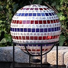 HGY434 - 10&amp;#34; Diameter Indoor/Outdoor Patriotic Glass Stars and Stripes Gazing Globe Yard Decoration
