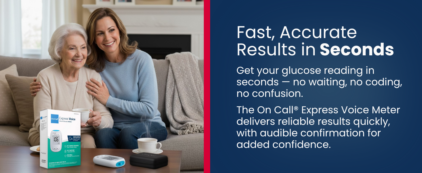 fast and accurate glucose readings in seconds with voice guidance for added confidence
