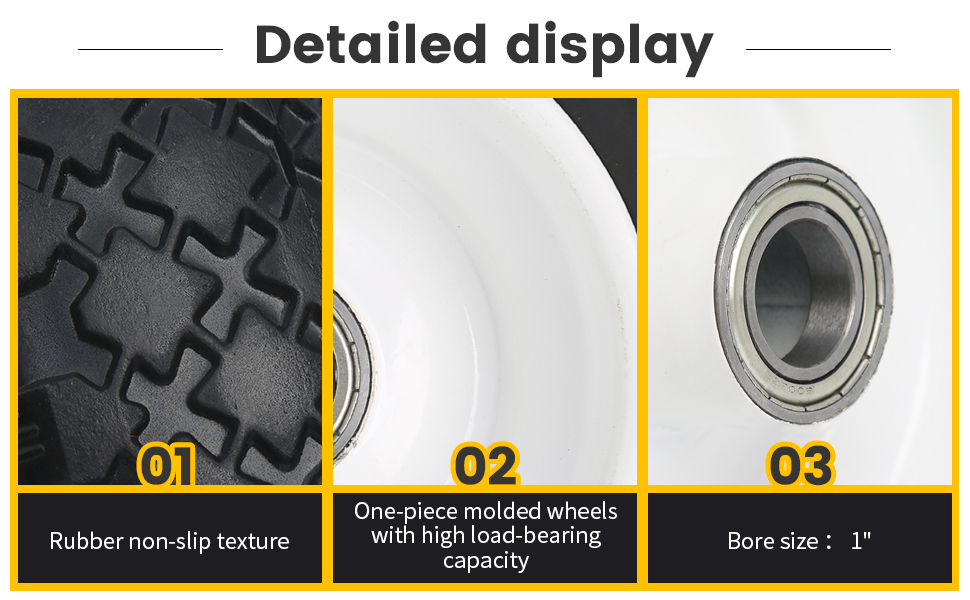 12 inch Flat Free Tire MaxxHaul Solid Polyurethane 1 Bore 330lb Capacity Utility Wheel No Flat Rim