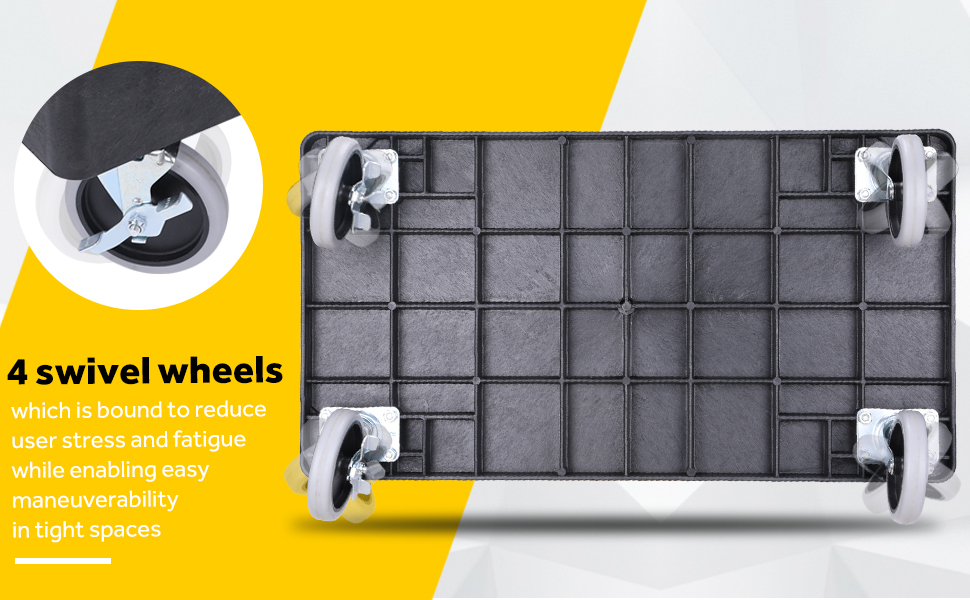 plastic service cart with swivel wheels