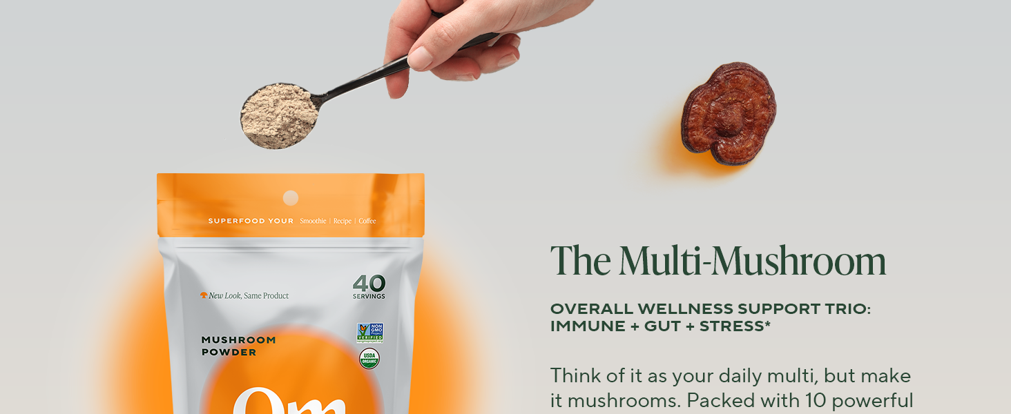 The Multi- Mushroom Overall Wellness Support Trio: Immune + Gut + Stress*
