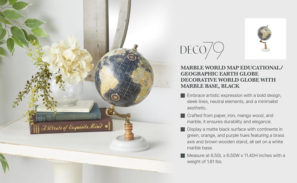 Deco 79 Contemporary Black Globe